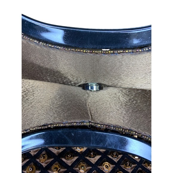 Vintage Black Beaded Sequin Evening Bag Top Handle Party Purse - Picture 7 of 10